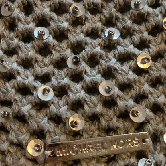 Michael Kors Gray Open Knit Tank Top With Sequins S Lightweight Cotton Womens - Picture 5 of 8